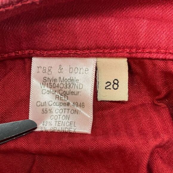 Rag & Bone Skinny Zipper Leg Red Jeans women’s size 28 - Picture 8 of 11